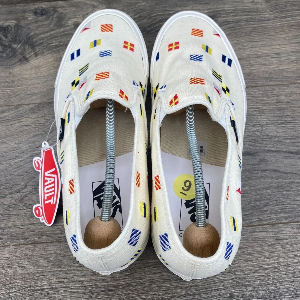VANS OG Style 48 LX Maritime Flags Slip On Shoes‎ Men's Size 9 White 721454